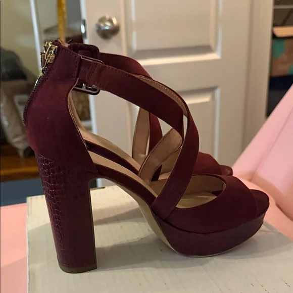 Limelight Elegant Burgundy Strappy Heels - Picture 5 of 10